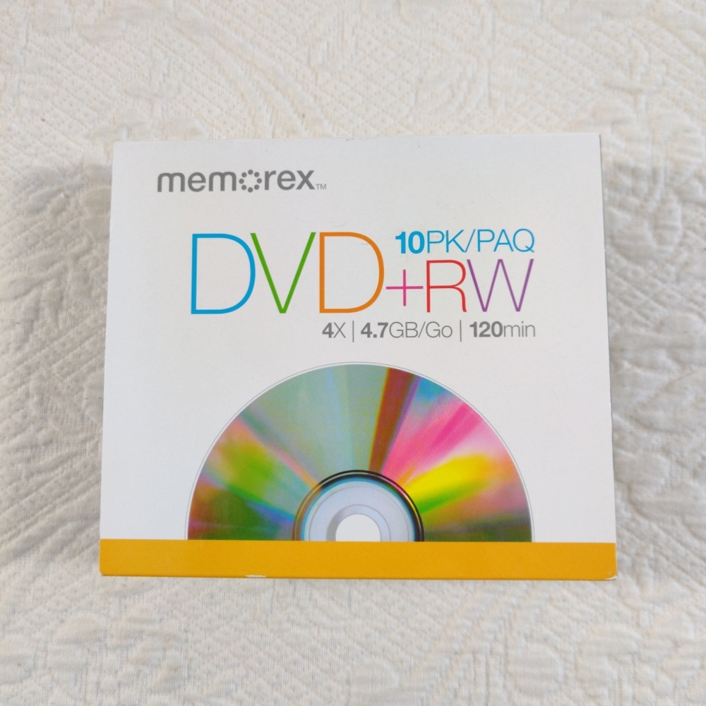 Memorex 10 Pack PAQ DVD+RW 4X 4.7 GB/GO 12 Min. New Disks
